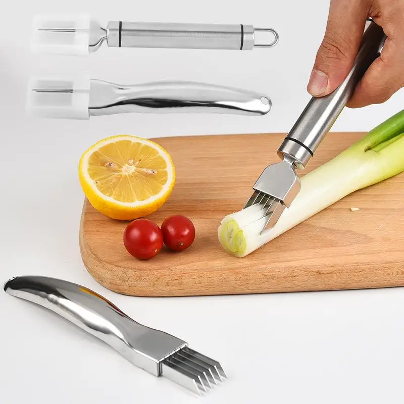 Stainless Steel Kitchen Slicing Knife Efficient Scallion Cutter for Uniform Onion Slices Ideal for Home Cooking and Prep Work