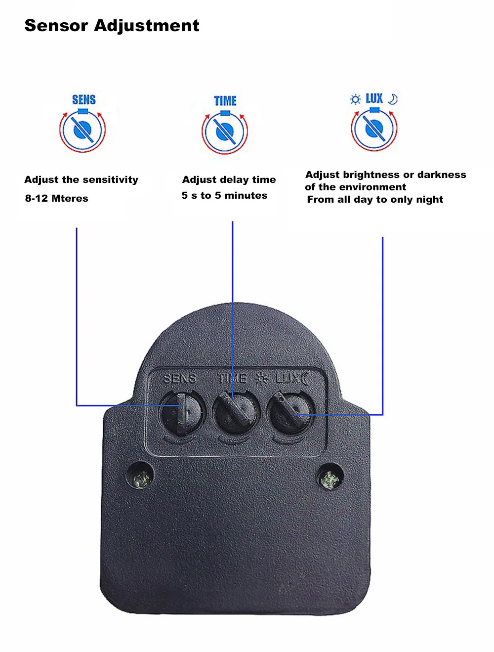 Détecteur de mouvement PIR infrarouge automatique, détecteur de mouvement LED, minuterie murale, interrupteur d\'éclairage extérieur, 3.7V, 7.4V,