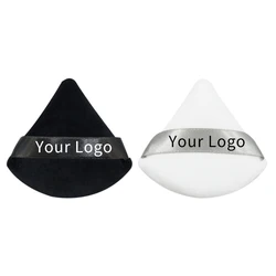 Customize Logo Reusable Microfib Cotton Makeup Triangular Remover Pads Loose Powder Puff Fan-shaped Makeup Beauty Tool on Tag