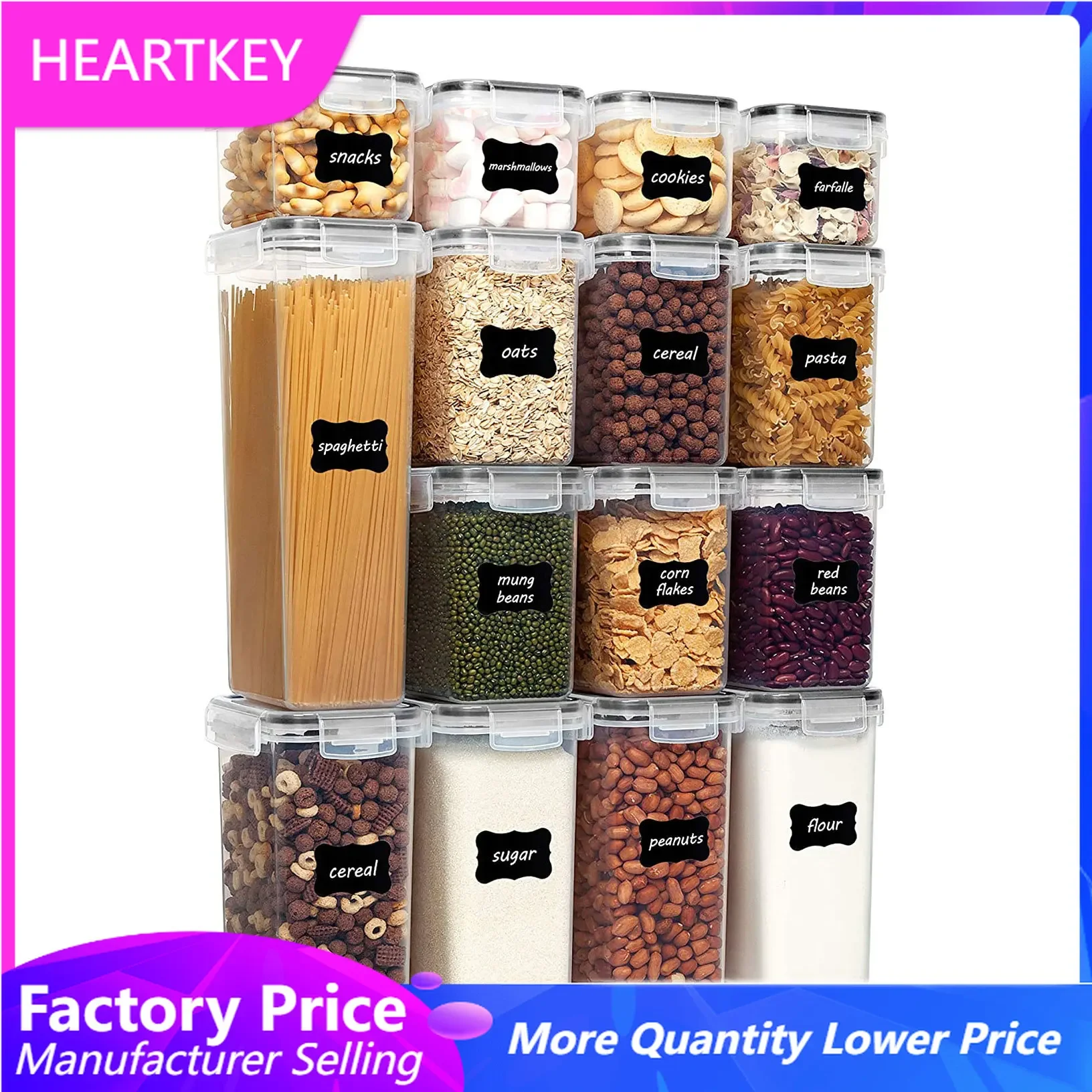 

Airtight Food Storage Containers Set with Lids, 2pcs Plastic Dry Food Canisters for Kitchen Pantry Organization and Storage