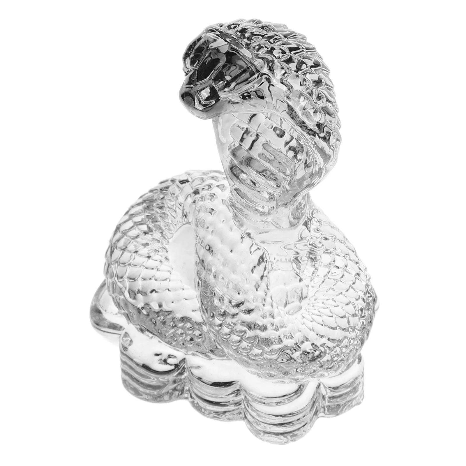 Sculptures Crystal Snake Ornaments Baby Toys Statue Glass Light Grey White Desktop Statues