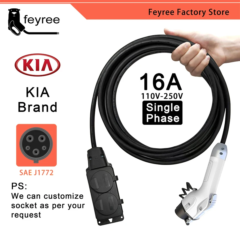 feyree Electric Car Side Discharge Plug EV Type1 16A Charger Cable with EU Socket Outdoor Power Station( need car supports V2L)