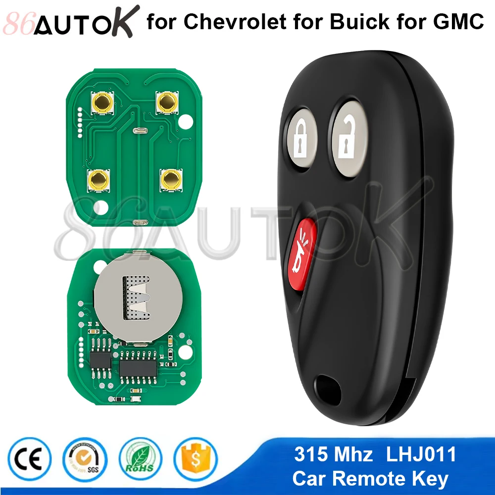 86AUTOK - Llave Inteligente para Auto con Control Remoto para Chevrolet Equinox Tahoe 2003 2004 2005 2006 para Buick para GMC LHJ011 315Mhz 3 Botones