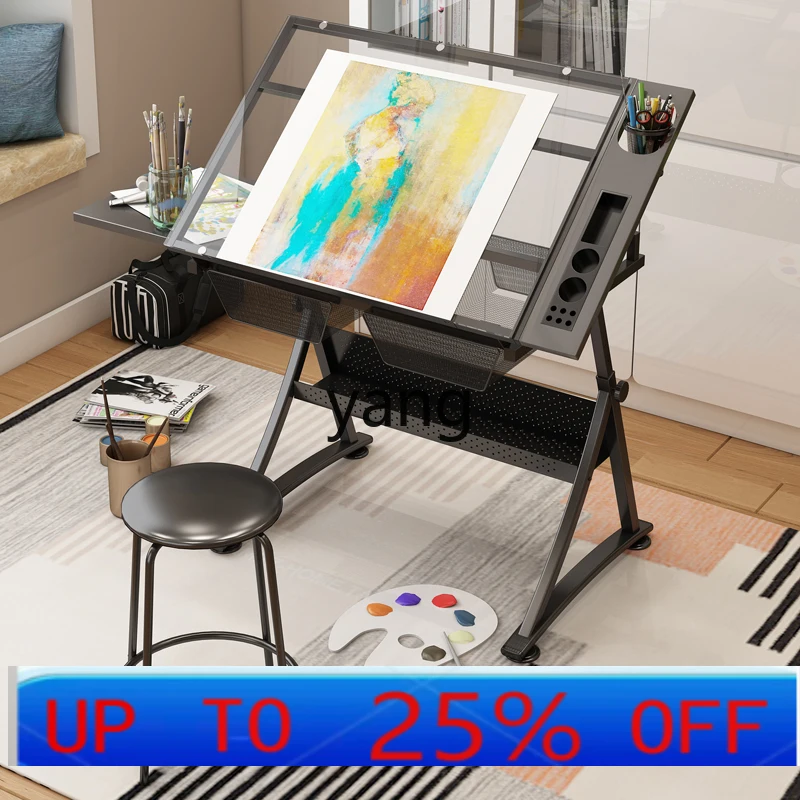 

lmm Art Drawing Table Glass Adjustable Height Drawing Drafting Designer Desk