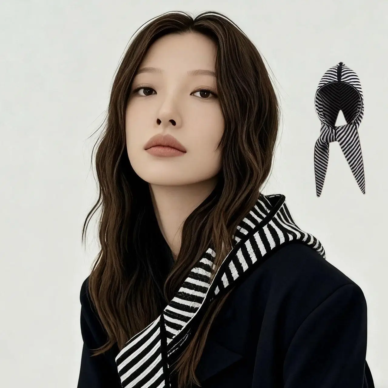 الثلاثي للجنسين الخريف الشتاء عقال منديل مخطط الكورية قطعة واحدة تنوعا قبعة وشاح الزخرفية متماسكة في الهواء الطلق التفاف #3