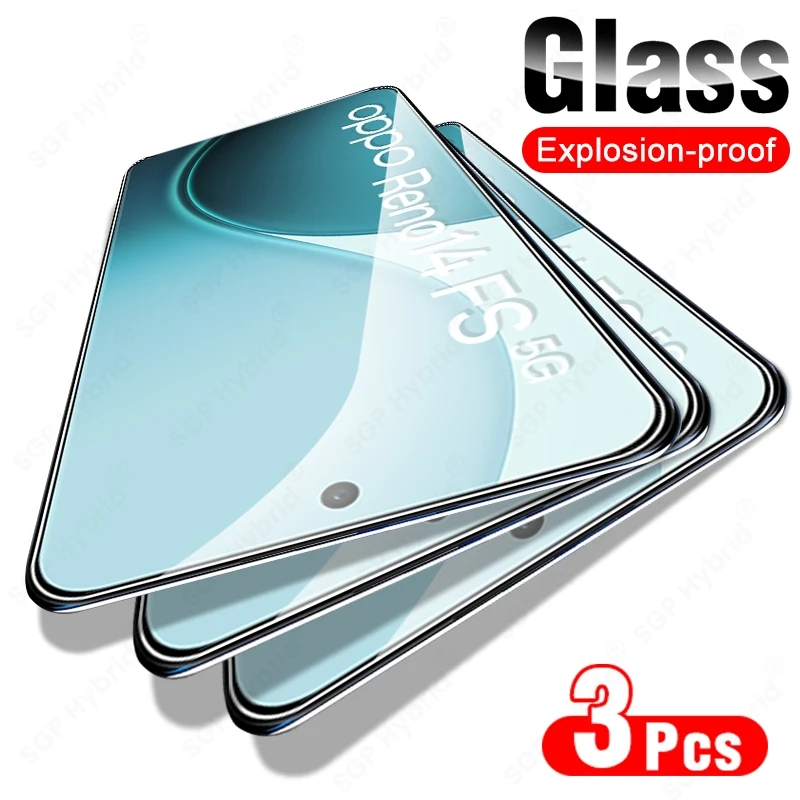 3 шт., закаленное стекло с полным покрытием для Oppo Reno14 FS Reno14FS Reno14F Reno 14 F S 14F 14FS 5G 9H, защитная пленка для экрана с защитой от царапин