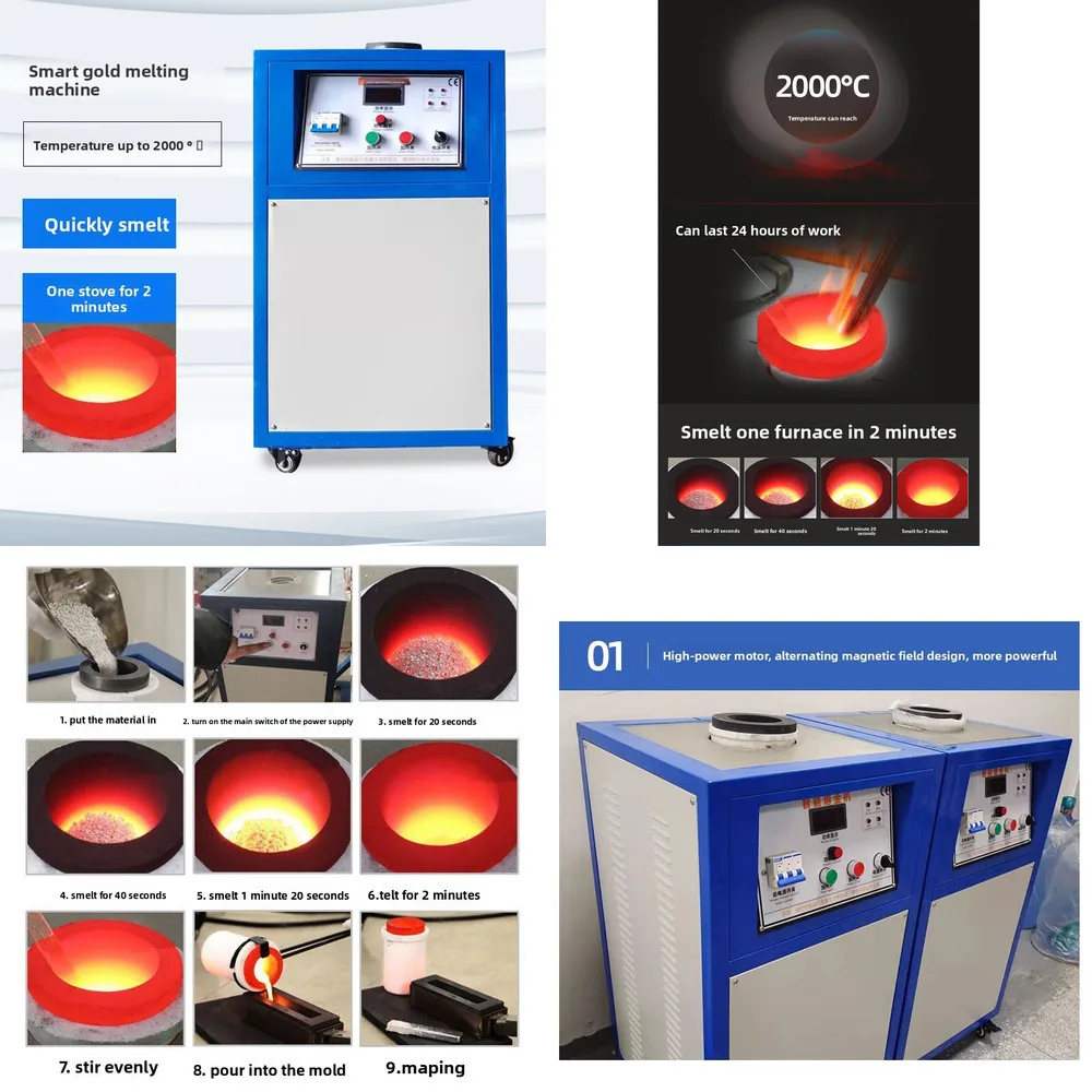 

Intelligent Machine Precious Metal Gold Silver Copper Smelting Induction Heating Equipment Small Electric Melting Furnace
