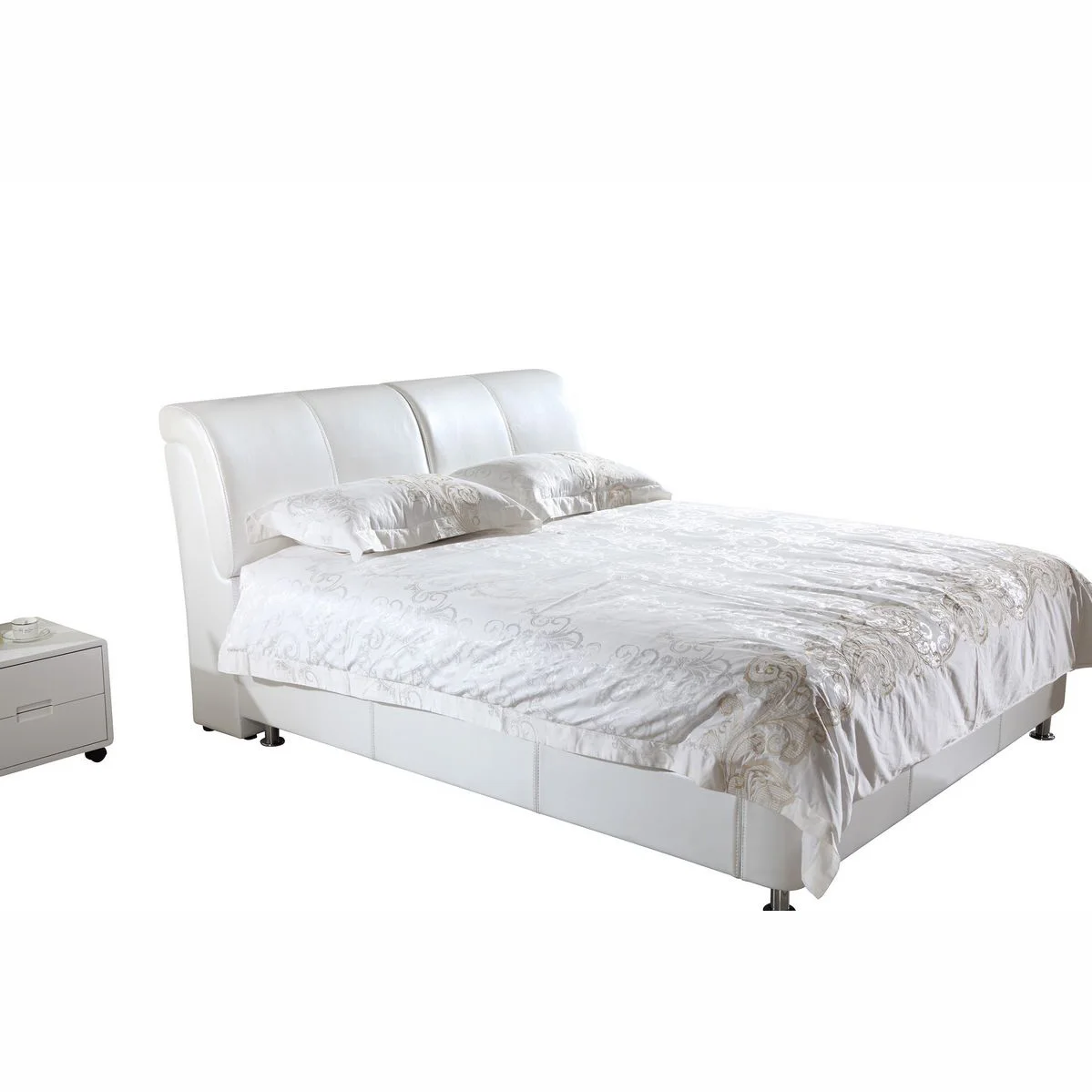 Europe style Italian bedroom furniture set luxury modern king size wooden beds designs double wooden leather soft bed