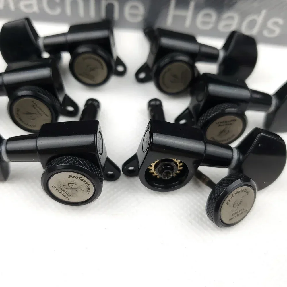 H X Shop Store--1 Set L3 + R3 موالف قفل الجيتار الكهربائي رؤوس آلة الجيتار المستقبلون قفل سلسلة ضبط أوتاد أسود