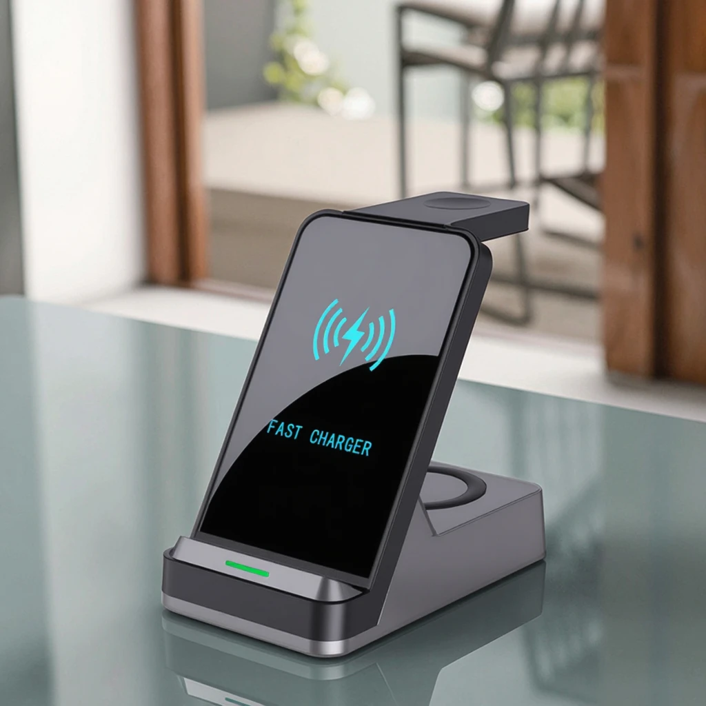 

New Portable Desktop Mobile Phone Wireless Charger Station 3 In1 Wireless Charger for Smart Watch