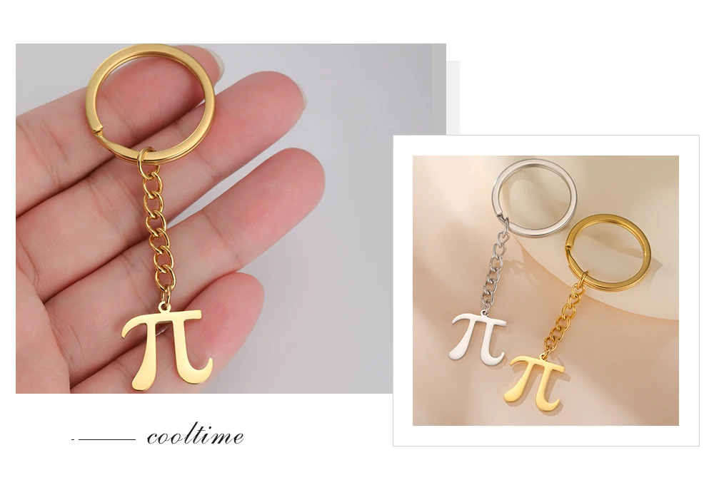 COOLTIME Mathematischer Pi-Symbol-Anhänger, Schlüsselanhänger, Edelstahl, 3.14, Mathe-Schild, Schlüsselanhänger, Schmuck, Geschenk für Mathe-Liebhaber, Lehrer – Detail 13