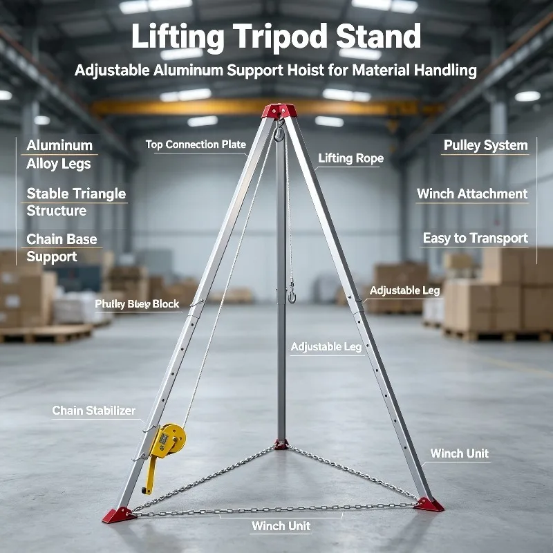 Aluminum Retractable Fire Rescue Tripod Portable Limited Space Support Frame For Well Cave Emergency Rescue Operation