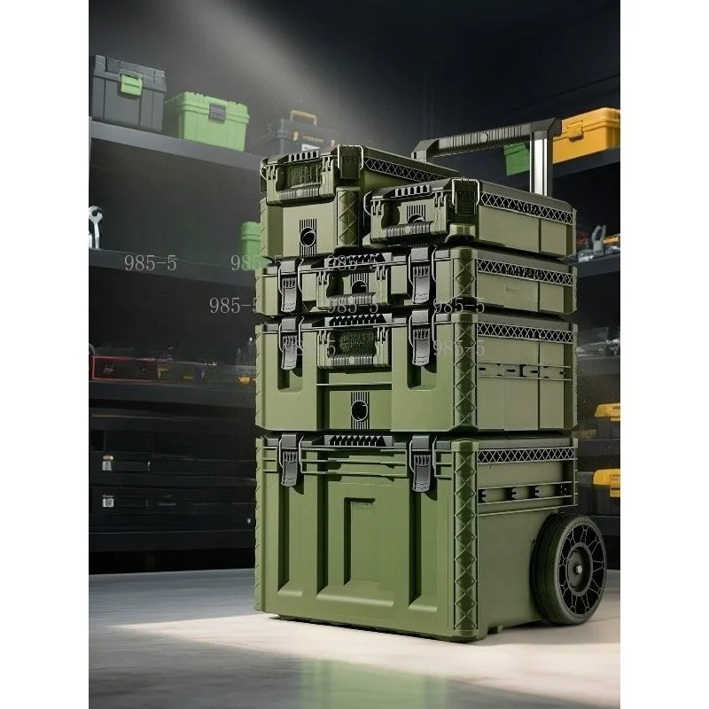 Industrial Grade Hand Pull Toolbox, Large Combination Stacking Storage Box Trolley Base Station Type 1 pcs