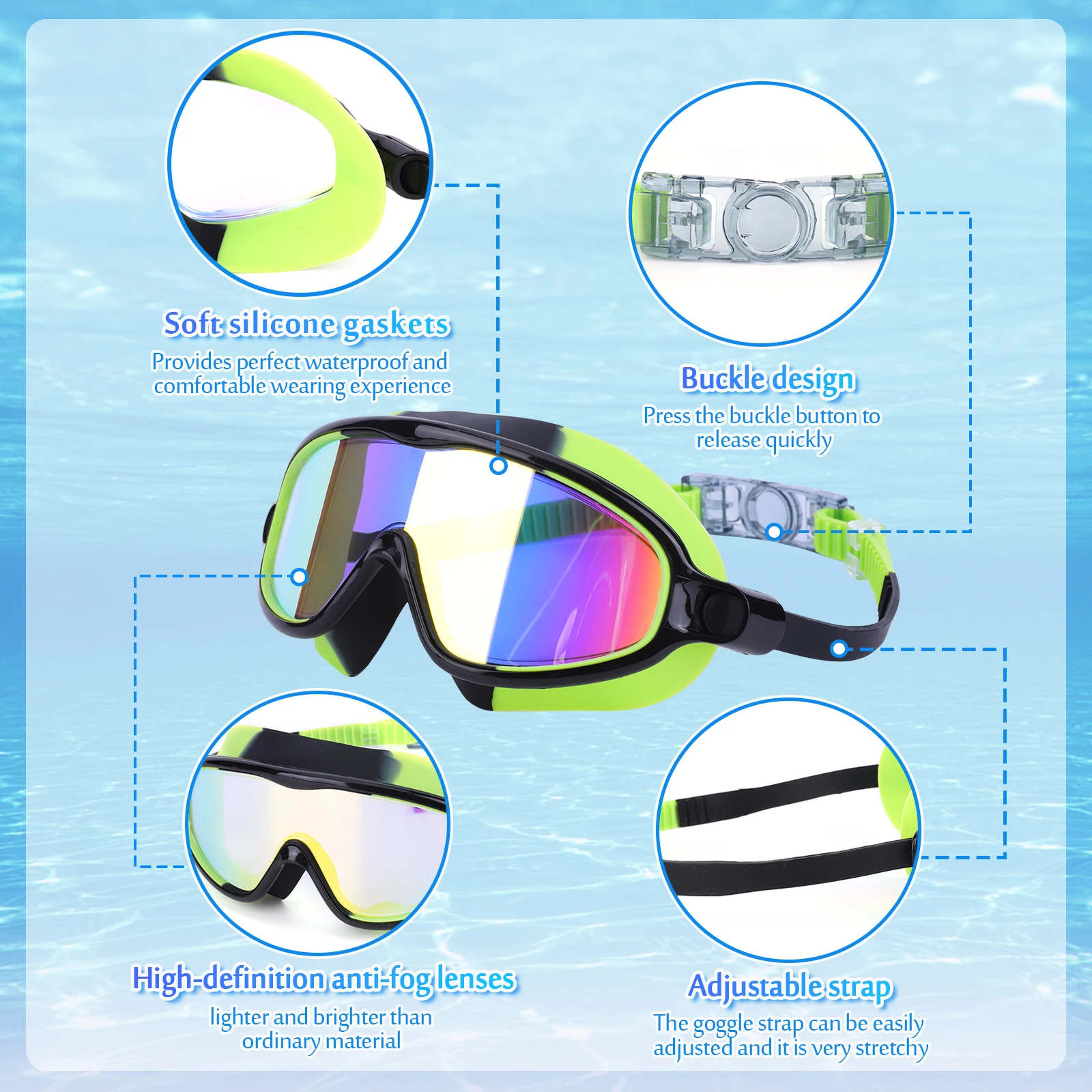 2 قطعة نظارات السباحة مقاوم للماء نظارات السباحة الشفافة مانعة للتسرب رؤية واسعة نظارات السباحة معدات السباحة المهنية #5