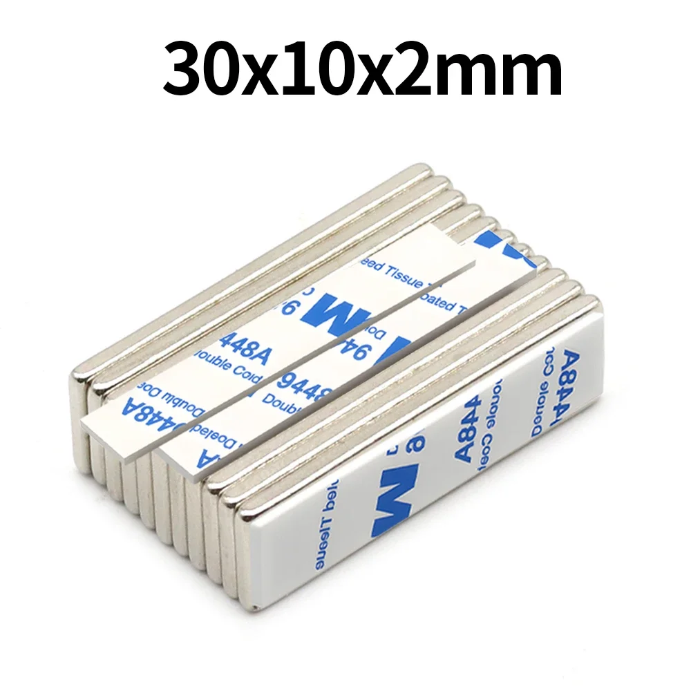 

30x10x2mm Super Powerful Magnet Neodymium With double-sided adhesive Magnet Block NdfeB N35 Strong Refrigerator Magnets