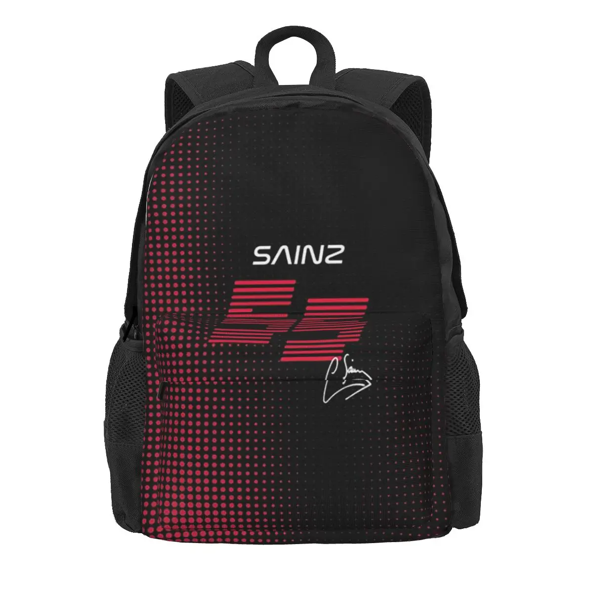 Carlos Sainz Jr F1 시그니처 그래픽 다크 백팩, 소년 소녀 책가방, 어린이 학교 가방, 만화 노트북 배낭 숄더백