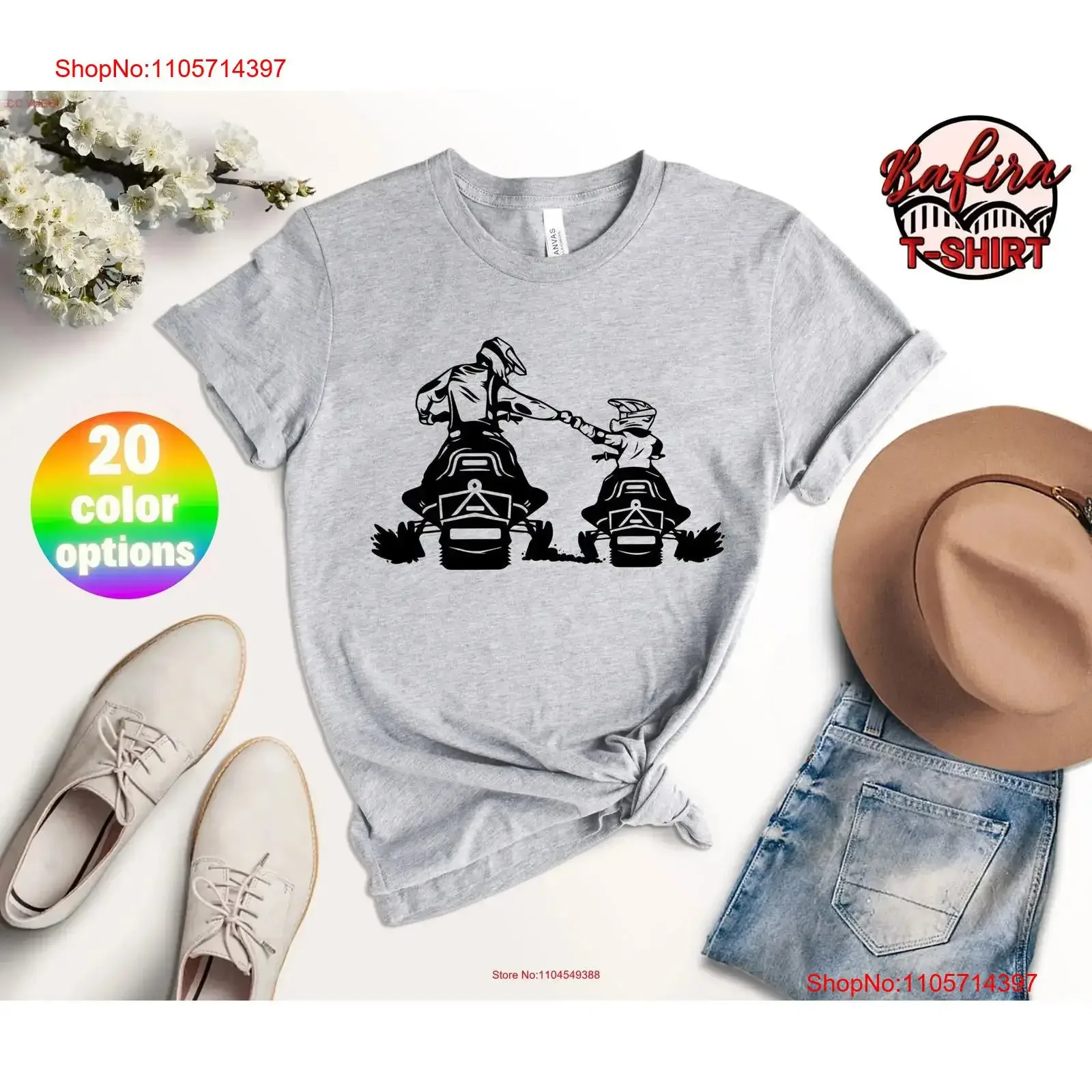 Dad And Son Snowmobile T Shirt Fun In Snow Adventure Father Winter Sports Snowmobiling vintage Washed Comfortable streetwear