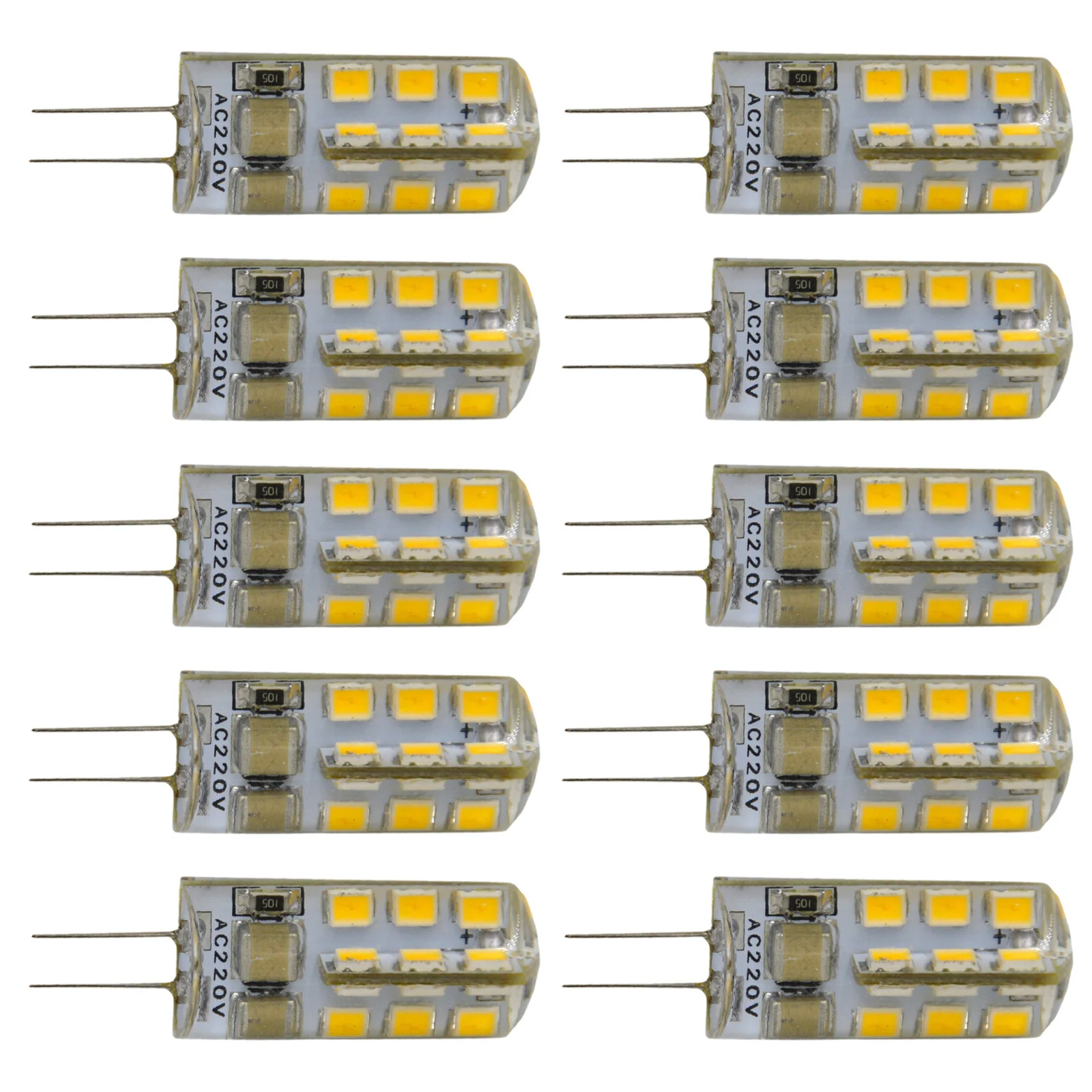 

10Pcs G4 LED Light Bulb 220V 2.5W Warm White 3000-3500K 180Lm Smd 2835 24-LED Energy Saving Lamps G4 LED Bulb 220V