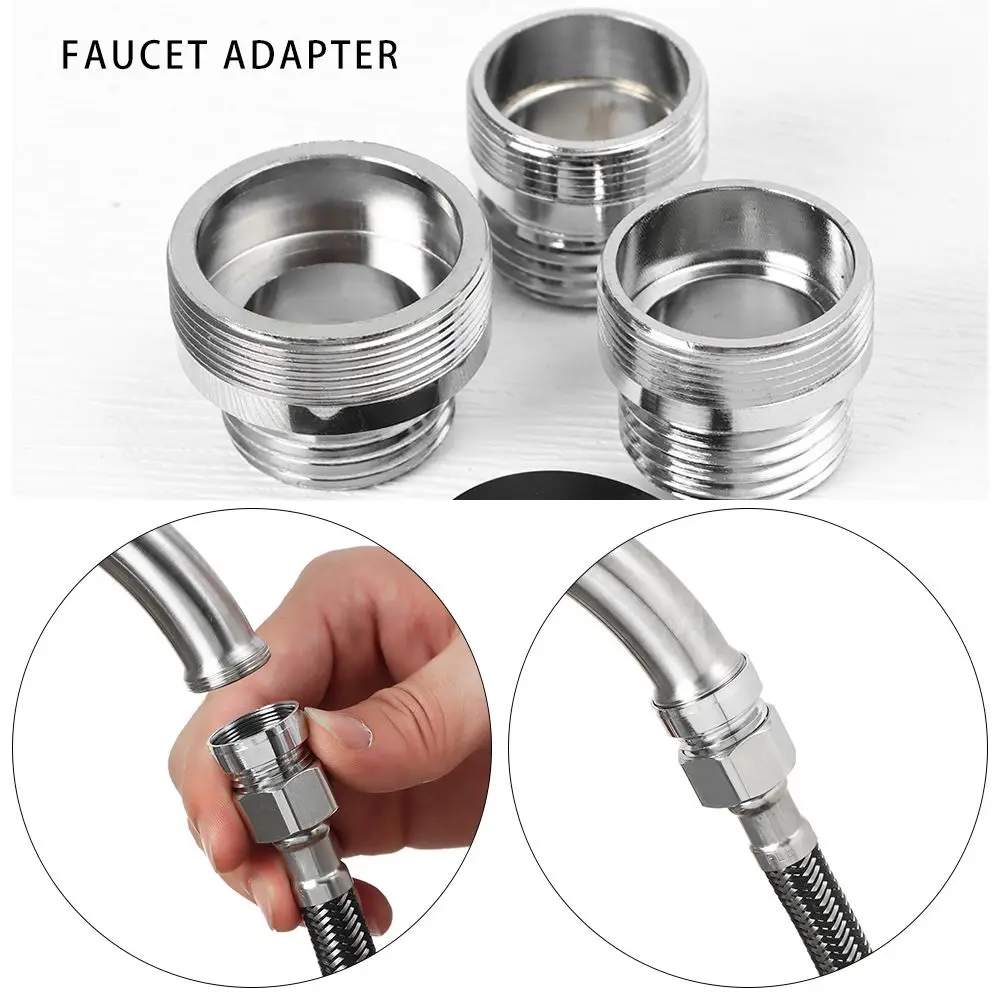 Tap Aerator Connector Metal Outside Inside Thread Water Saving Adaptor for Kitchen Faucet 16/18/20/22/24/26/28/32 to G1 2