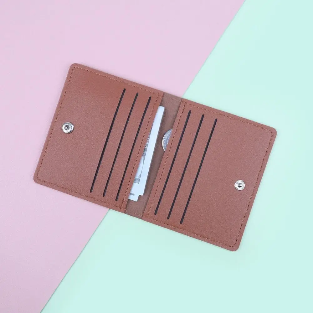 New PU Leather Women Short Wallet Two Fold Large Capacity Slim Small Wallet Card Bag Holder Women Girls