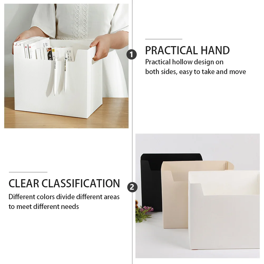 

2Pcs Portable Desktop File Storage Boxes PP Plastic File Box Compact Organizer for Office Study Dorm Lab Use Desktop Storage Box