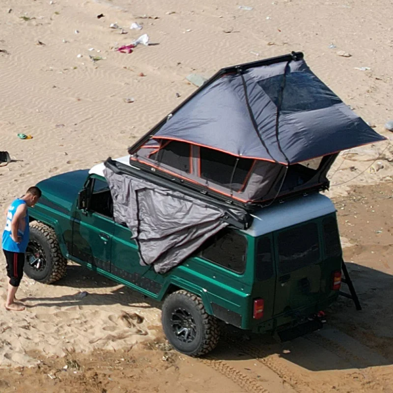 High Quality 4 Person Ultra Thin Lightweight Aluminum Hard Shell Car Rooftop Tent Outdoor Camping Accessory