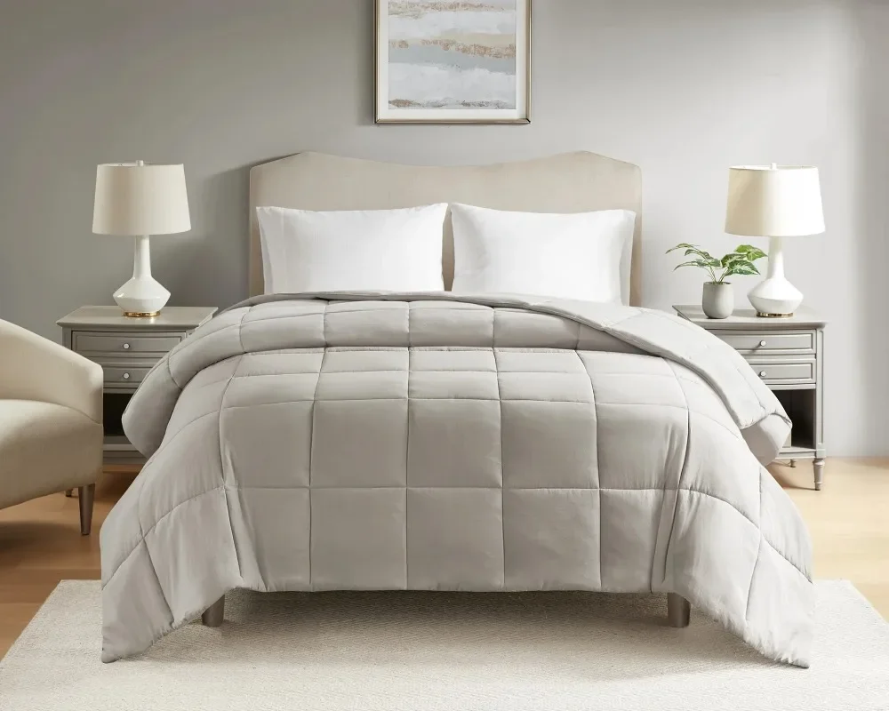 

New Upgrade Down Alternative Comforter, Stone, Full/Queen, All Ages, All Season, Unisex