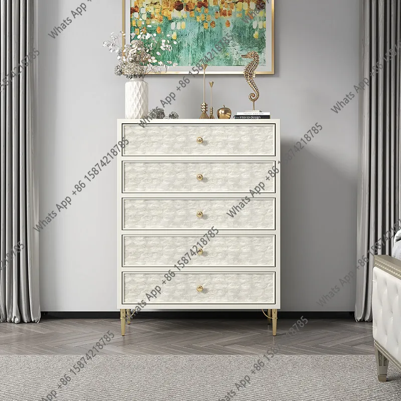American light luxury five-bucket bedroom drawer type bedside simple modern shell storage locker high cabinet