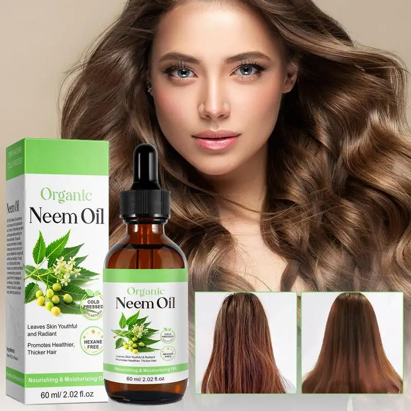 Organic Neem Oil Neem Moisturizing Oil 60ml Gentle Neem Oil for Skin Hair and Face Safe for Scalp Massage and Hair Growth