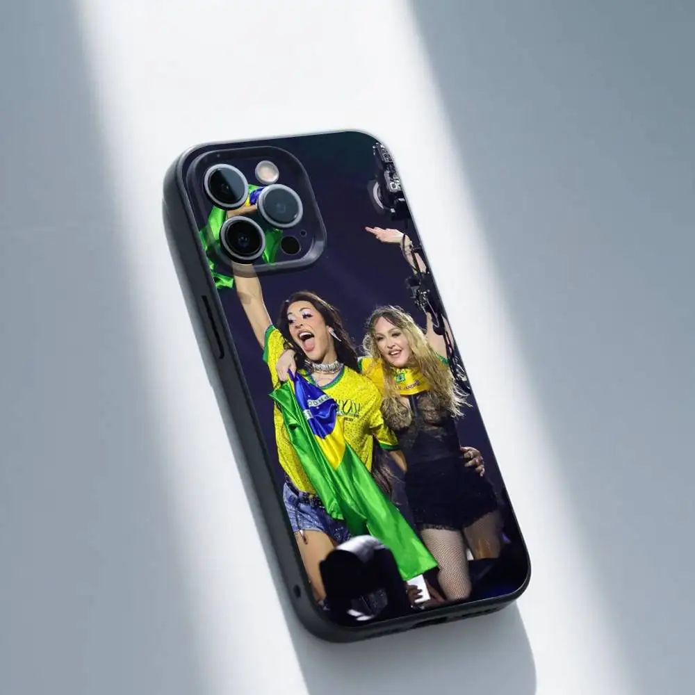 حافظة هاتف M-Madonna لهاتف iPhone 16,15,14,13,12,11,Pro,Max,Plus,X,XS,SE,E,Mini,Soft Silicone Black Case