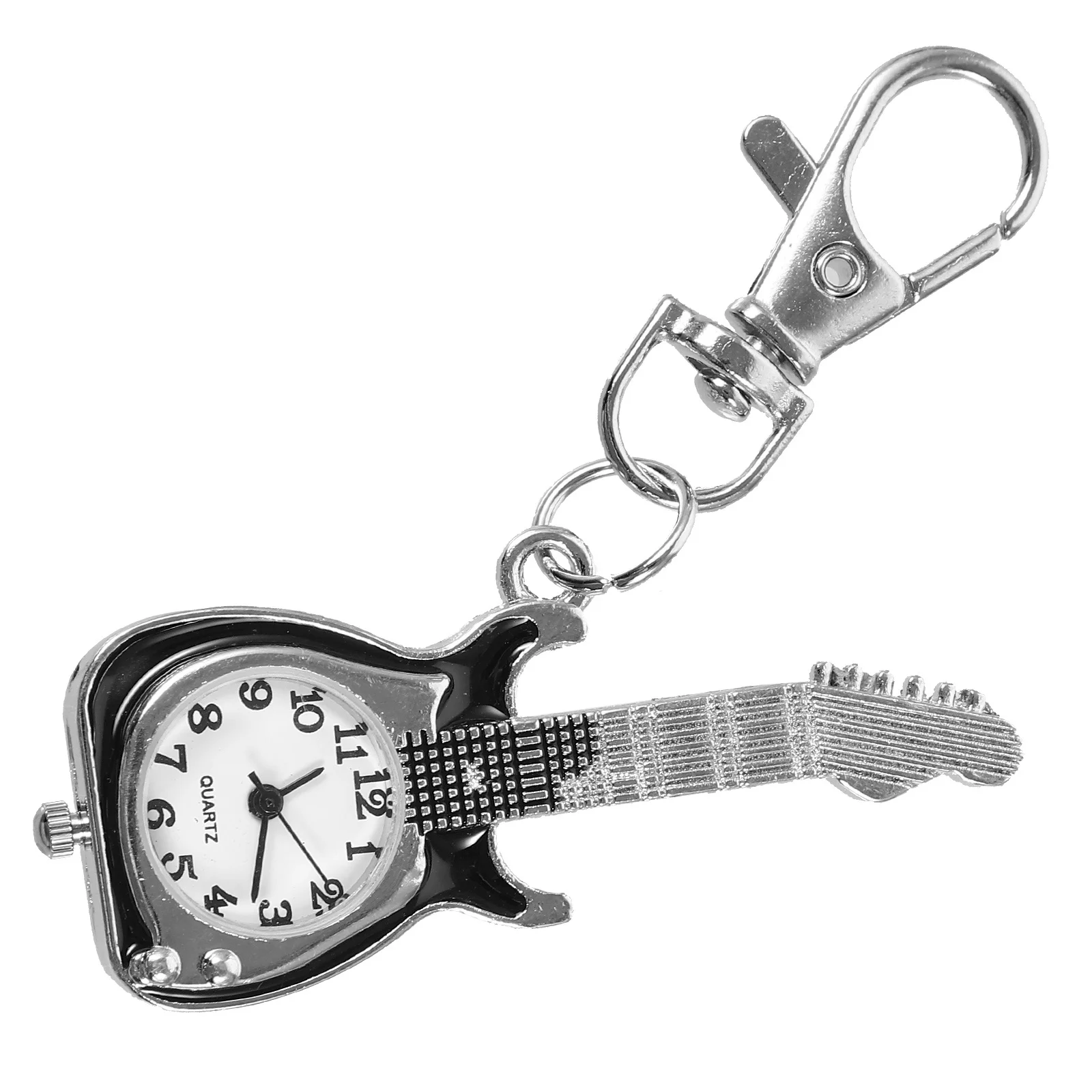 الرجعية الكوارتز الغيتار ساعة الجيب المفاتيح حقيبة للحمل قلادة خمر كليب على قلادة للجنسين ساعة ملحق لطيف المفاتيح #3