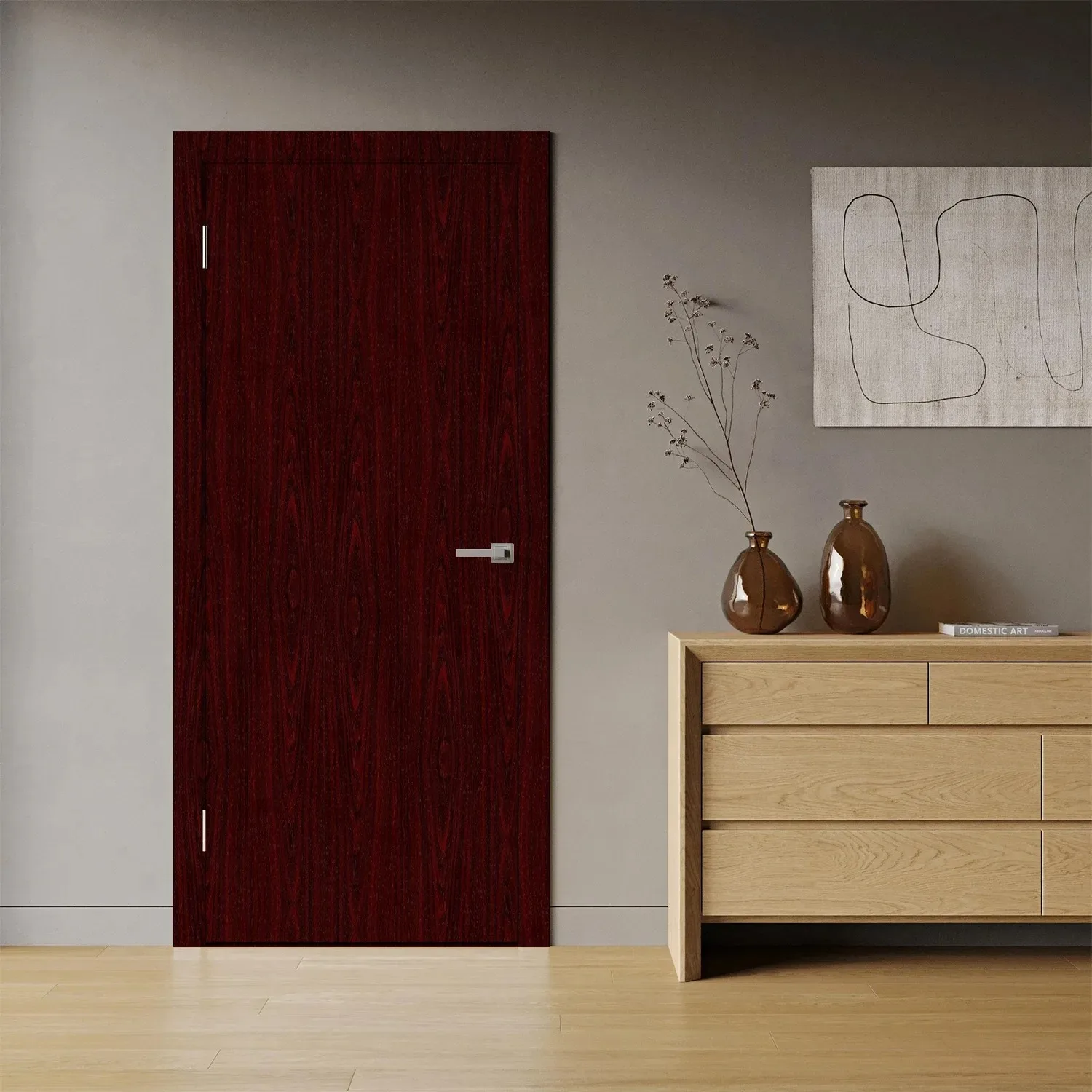 Simulation Embossed Wood Grain Door Sticker Waterproof Self Adhesive Oriental Wooden Door Wrap Full Cover Wallpaper Home Decor