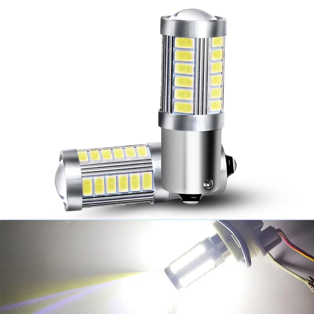 2pcs PY21W P21 5W 1156 Ba15s 1157 Bay15d 33 SMD Led Car Flash Brake Bulbs Lights Reverse Parking Lamps