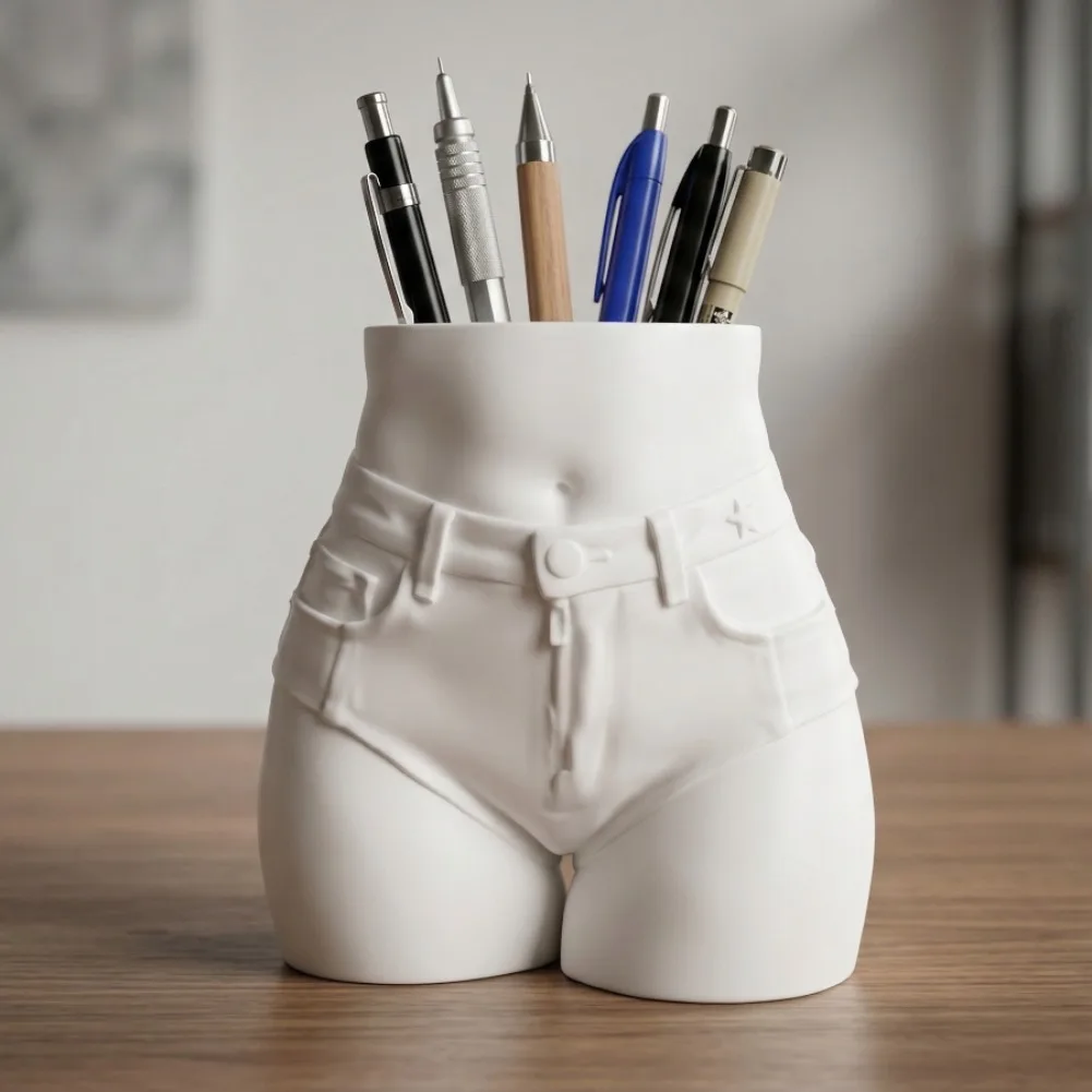 Slender Waist Model Pen Holder 3D Printing Stationery Storage Creative Large Capacity Pencil Cup Rack Office Desktop Supplies