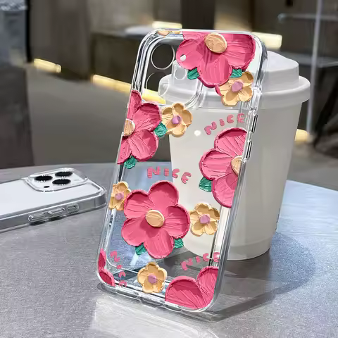 Clear Case For Samsung Galaxy A55 A54 A53 5G A34 A33 A52S 5G A13 A33 A34 S25 S24 S23 Ultra S22 S21 S20 FE Plus Flower Soft Cover