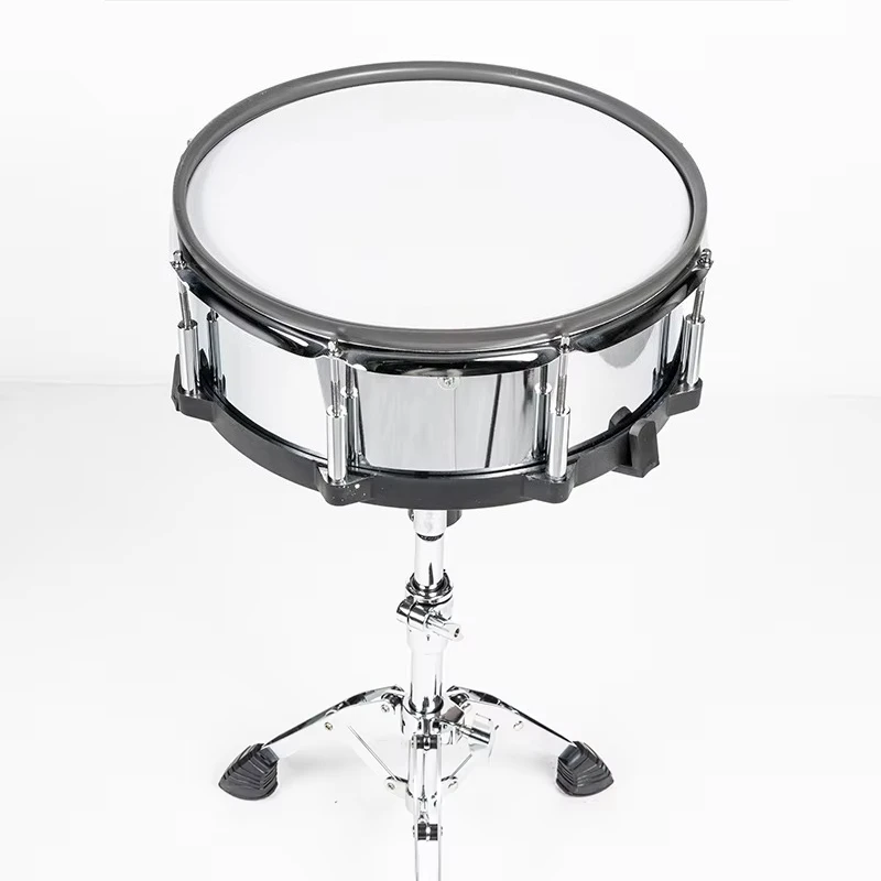 14-Inch Dual-Trigger Stainless Steel Handmade Snare Drum Double-layer Polyester Mesh Heads