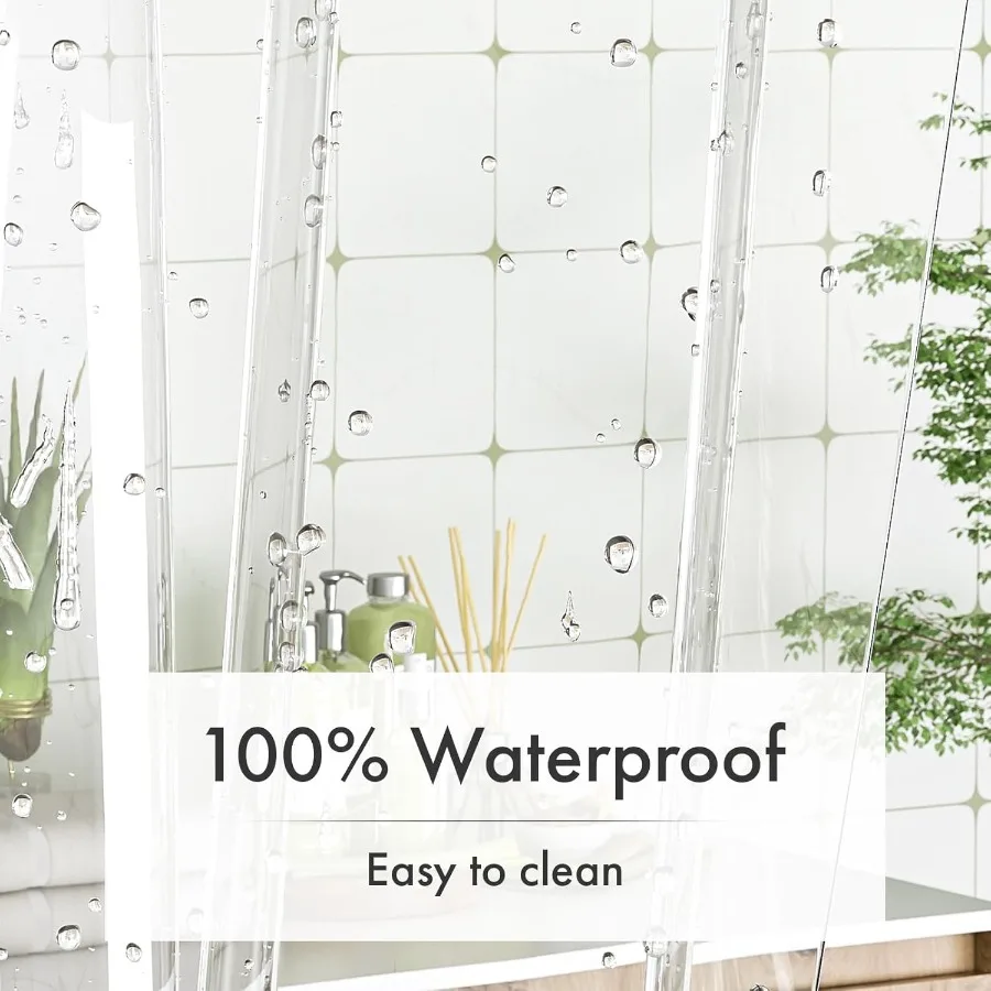 72 x 72 transparente, wasserdichte PEVA-Duschvorhangverkleidung mit Magneten für den Innenbereich im Badezimmer, rostfreies Tülle-Design, langlebig und leicht