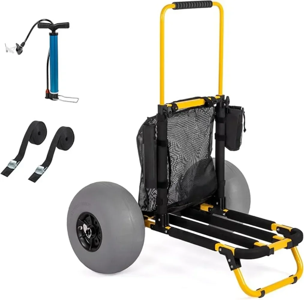 

# Тележка для горячей пляжной рыбалки, пляжная тележка с 12-дюймовыми большими колесами для воздушных шаров для песка, складной пляжный прицеп с грузой 18,5 x 15 дюймов