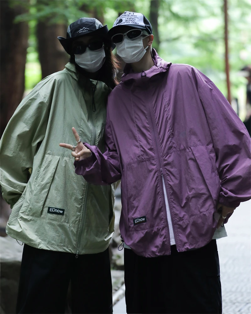 

Мужская летняя тонкая ветровка из ледяного шелка с капюшоном, защита от солнца, свободный крой, модная, с защитой от УФ-излучения