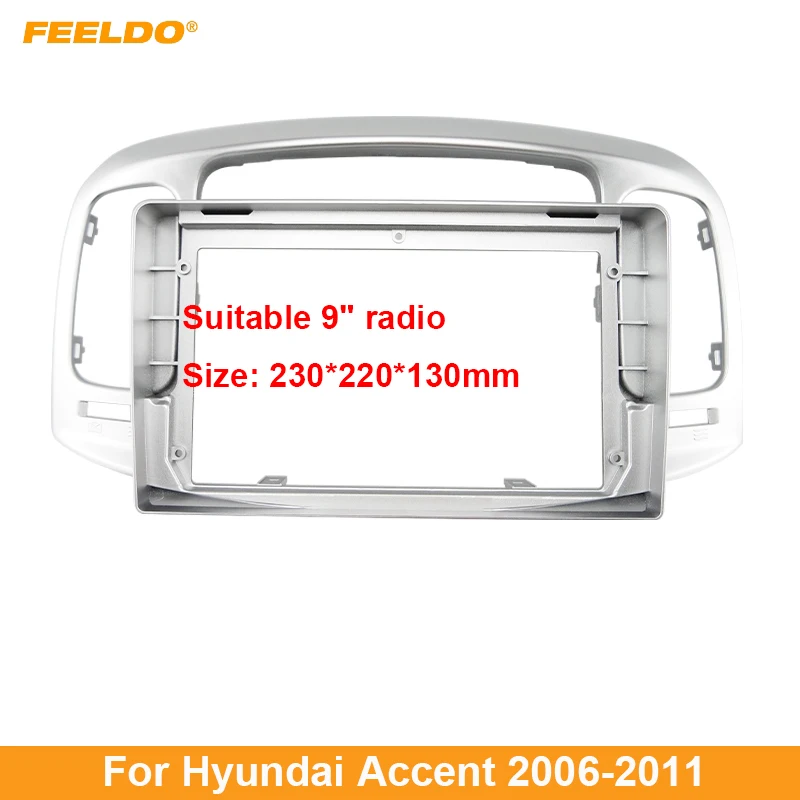 

FEELDO Car Stereo 9" Big Screen Fascia Frame Adapter For Hyundai Accent 06-11 2Din Dash Audio Fitting Panel Frame Kit