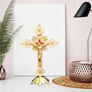 صليب يسوع الجدول الصليب مع حامل ، الصليب الدائم للمذبح ، زخرفة الجدول أعلى 6 مبيعات لمذبح الكنيسة - رقم 1