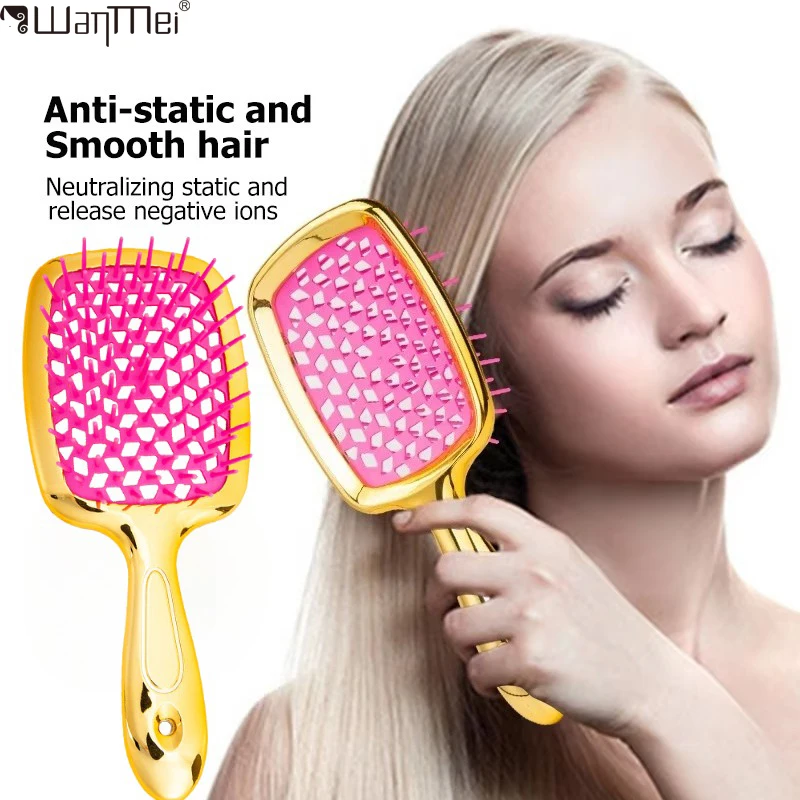 WANMEI Air Cushion Comb Tangled Hair Comb Hair Brush Massage Anti-static Hollow Out Wet Curly Hair Brushes Barber Styling Tool