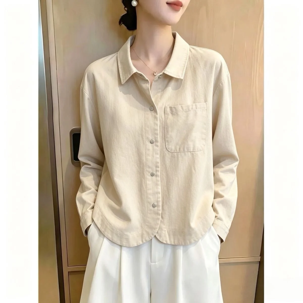 Autumn Winter New Design Loose Single Button Women's Shirt Thin Bottom Irregular Casual Outerwear Comfortable Breathable Long...