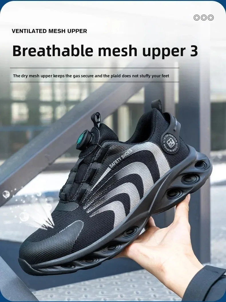 New Safetys Shoe Rotating Button Work Shoes Men Anti-smash Anti-puncture Shoes Fashion Men Sport Shoes Security Protective Boots