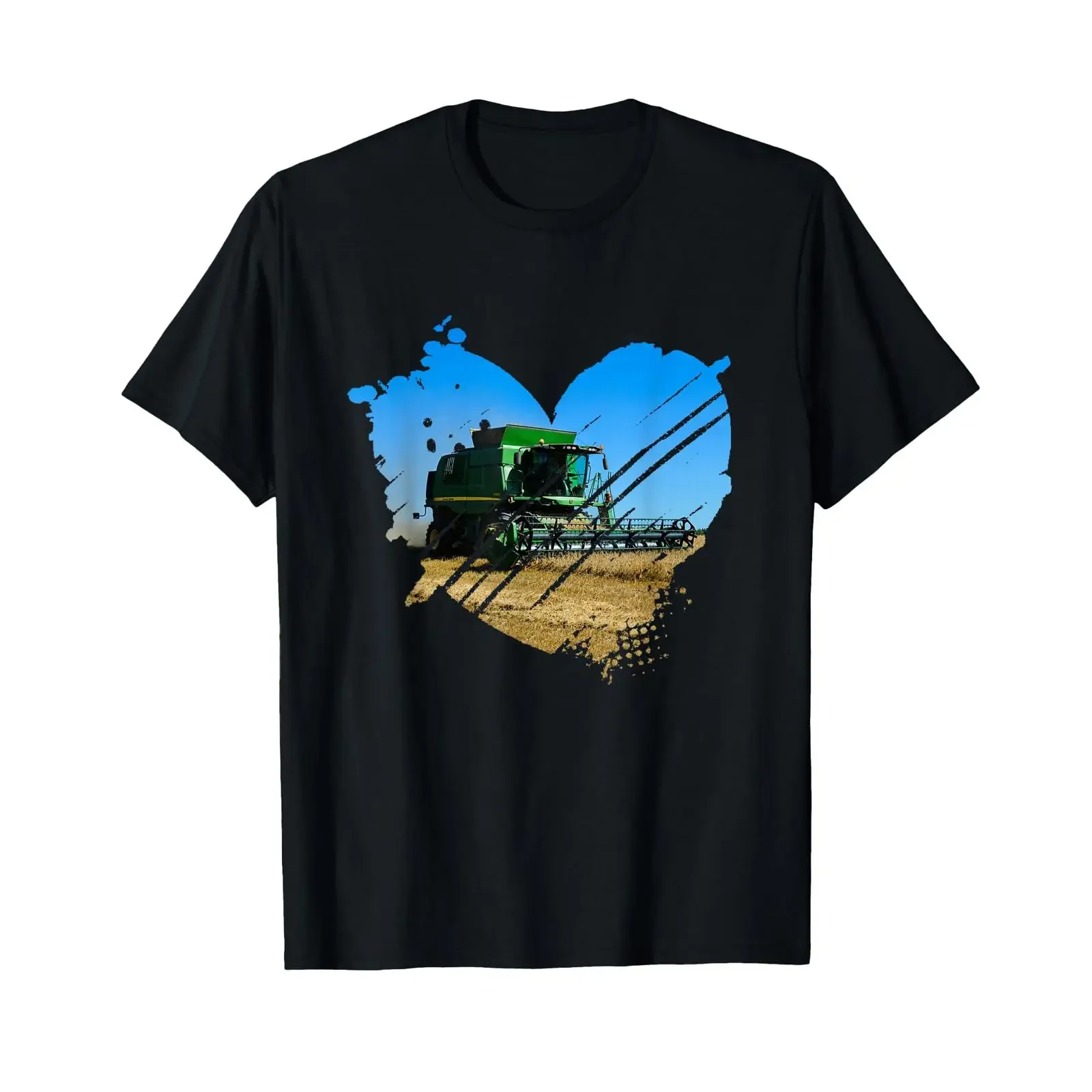 Farmer Agriculture Peasant Combine Harvester T Shirt Black S vintage Washed Versatile Slightly graphic Top For Everyday Wear