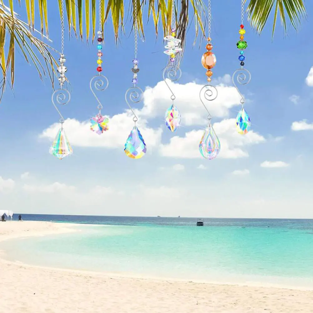 

9 Pcs Crystal Lighting Decorative Hanging Crystals Sun Curtain Ceiling Lamp Ornaments Suncatcher Bulk White Outdoor Window