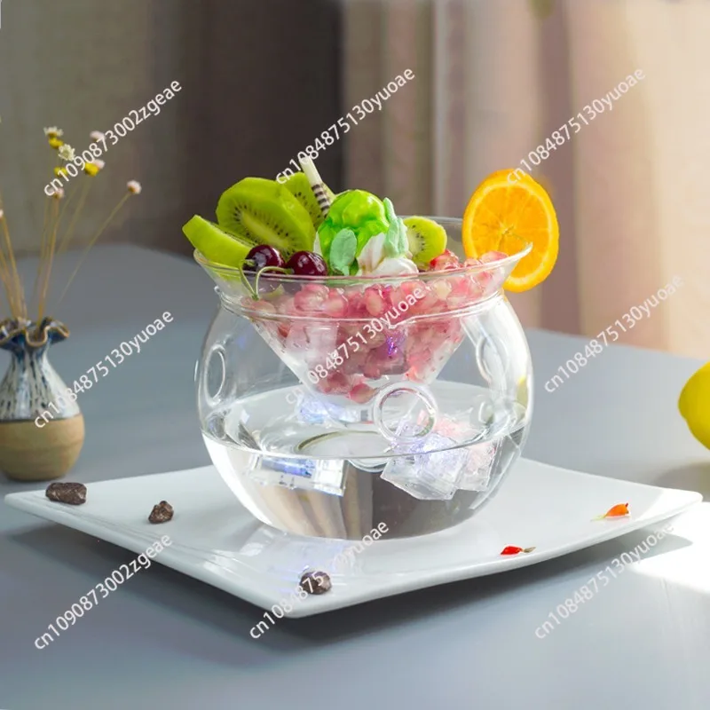 Creative dry ice, smoke, ice cream, glass bowl, artistic conception, dishes, dessert bowl, molecular cuisine, food tableware