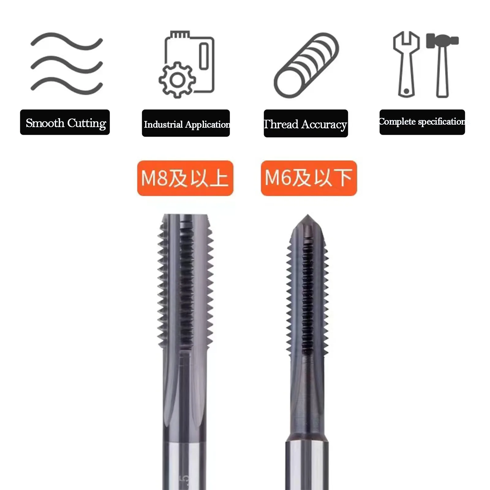 M3-M22 Carbide Taps Thread Drill Bits M2 M3 M5 M6 M8 M10 M12 M14 Straight Groove CNC Cutting Hand Tool Metal Processing Metric