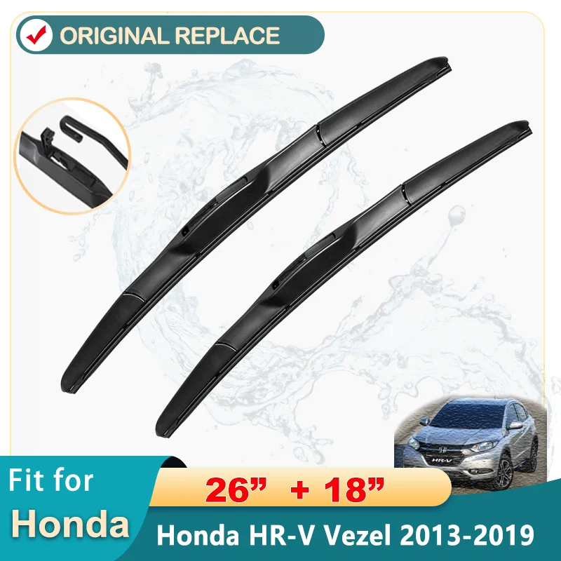 

Car Front Rear Wiper Blades For Honda HR-V Vezel 2013-2019 Soft Rubber Windscreen Wipers Auto Windshield 26"+18" 2017 2018