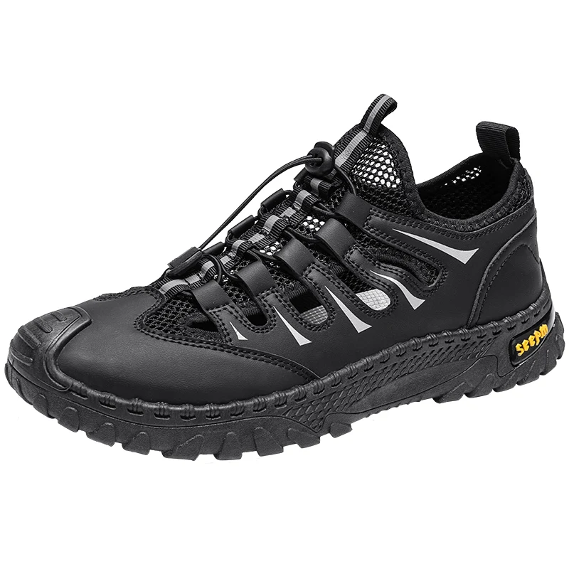 

Men's motorcycle shoes, outdoor Shuoxi shoes, toe caps, beach shoes, hollowed out casual shoes